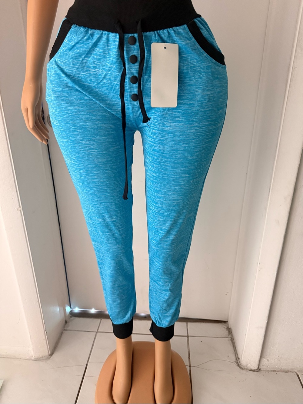 Women’s Blue Jogger Pants with Drawstring Waist